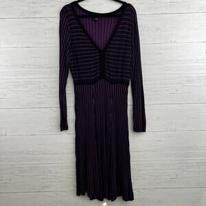 Torrid Purple and Black Striped Knit Knee Length Dress Size 1X